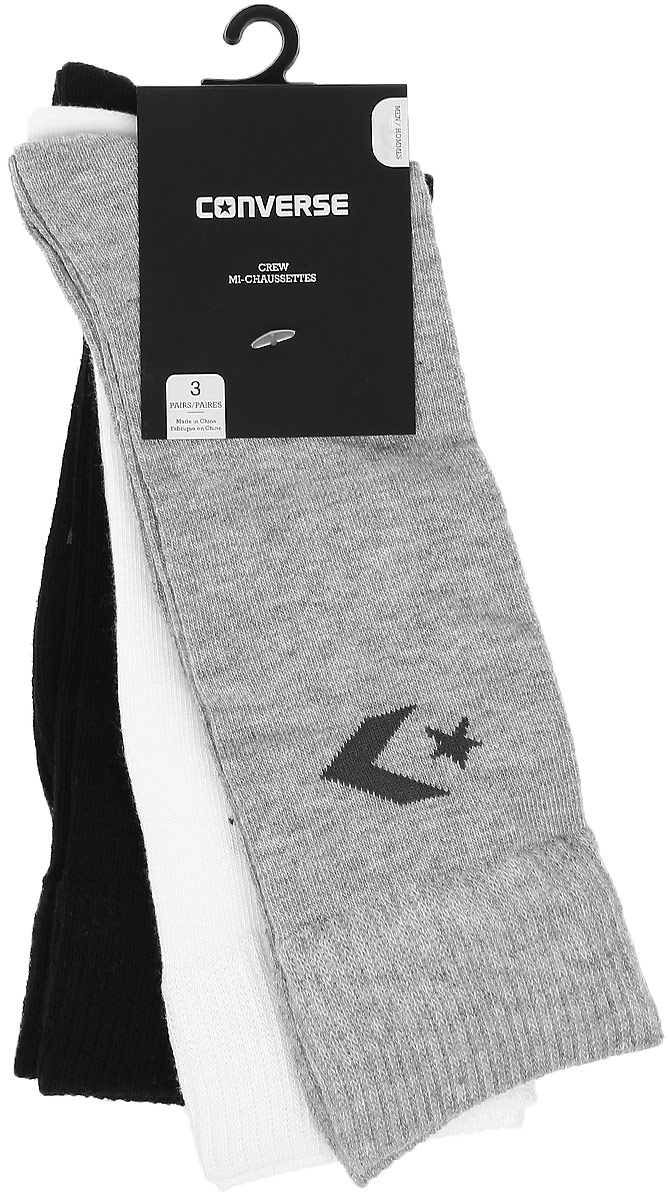 Носки Converse Converse Socks, цвет: серый, белый, черный, 3 пары. E218H3010. Размер 39/42E218H3010 Носки Converse Converse Socks, цвет: серый, белый, черный, 3 пары. E218H3010. Размер 39/42E218H3010Мужские носки Converse изготовлены из качественного полиэстера с добавлением эластана. Модель декорирована буквенным принтом с названием бренда. Эластичная резинка плотно облегает ногу, не сдавливая ее.