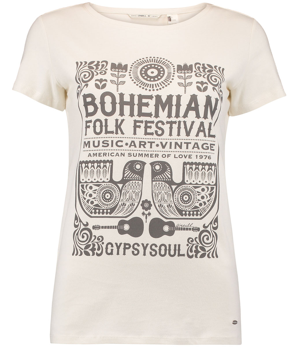 Футболка женская ONeill Lw Boho Festival T-Shirt, цвет: белый. 7A7330-1030. Размер S (44/46)7A7330-1030 Футболка женская ONeill Lw Boho Festival T-Shirt, цвет: белый. 7A7330-1030. Размер S (44/46)7A7330-1030Футболка женская ONeill выполнена из 100% хлопка. Модель имеет стандартный крой, короткий рукав и круглый вырез горловины. Футболка дополнена надписями в стиле бохо.