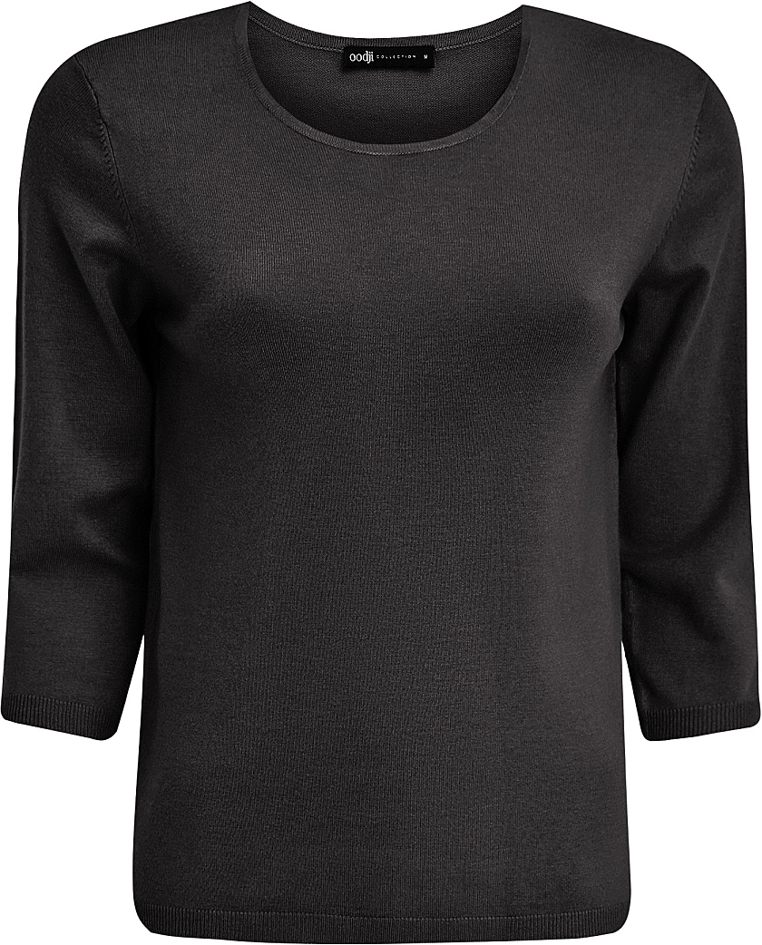 Джемпер женский oodji Collection, цвет: черный. 73812587/42179/2900N. Размер M (46)73812587/42179/2900N Джемпер женский oodji Collection, цвет: черный. 73812587/42179/2900N. Размер M (46)73812587/42179/2900NУютный женский джемпер с круглым вырезом горловины и рукавами 3/4 выполнен из вискозного материала.
