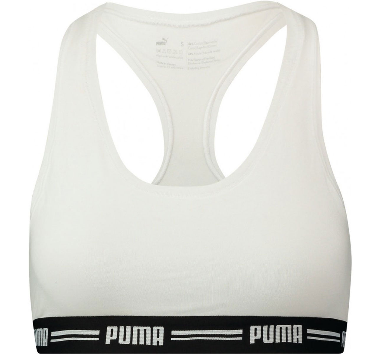 Топ-бра женский Puma Iconic Racer Back Bra 1, цвет: белый. 90688903. Размер L (46/48)90688903 Топ-бра женский Puma Iconic Racer Back Bra 1, цвет: белый. 90688903. Размер L (46/48)90688903Спортивный топ-бра Puma Iconic Racer Back Bra 1 выполнен из высококачественного эластичного материала. Модель на не регулируемых по длине бретелях имеет широкий эластичный пояс, который обеспечивает бережную поддержку. Широкие бретельки и спинка-борцовка надежно фиксируют топ на плечах.