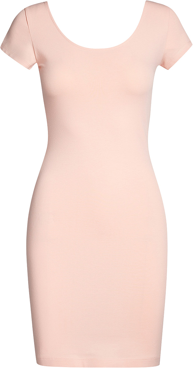 Платье oodji Collection, цвет: персиковый. 24001082-2B/47420/5400N. Размер XXL (52)24001082-2B/47420/5400N Платье oodji Collection, цвет: персиковый. 24001082-2B/47420/5400N. Размер XXL (52)24001082-2B/47420/5400NПлатье от oodji облегающего силуэта с глубоким вырезом на спине выполнено из эластичного хлопка. Модель с короткими рукавами.
