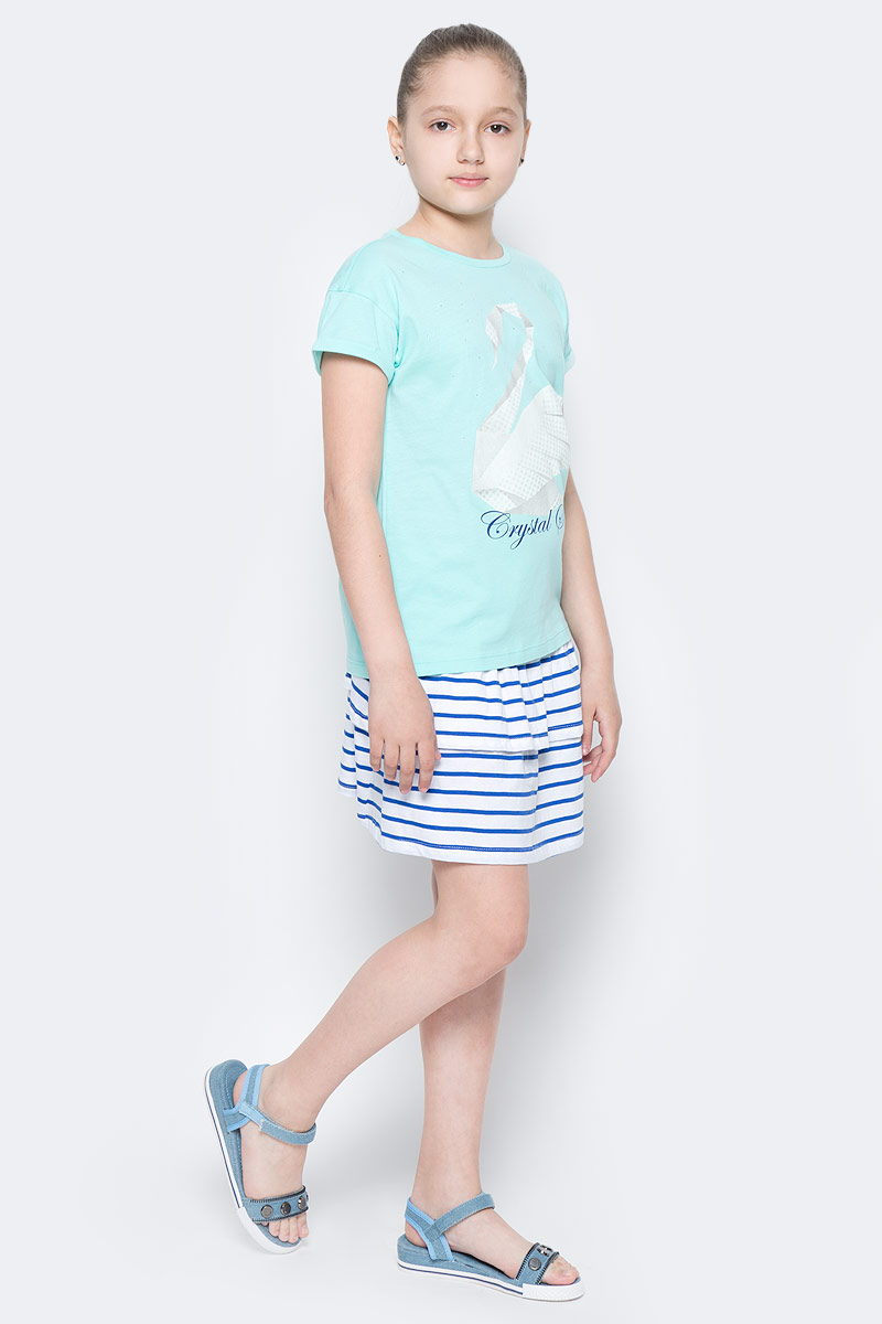 Футболка для девочки Sela, цвет: свежая мята. Ts-611/944-7152. Размер 116, 6 летTs-611/944-7152 Футболка для девочки Sela, цвет: свежая мята. Ts-611/944-7152. Размер 116, 6 летTs-611/944-7152Яркая футболка для девочки Sela станет отличным дополнением к гардеробу юной модницы. Модель прямого кроя изготовлена из натурального хлопка и оформлена оригинальным принтом и стразами. Воротник дополнен мягкой эластичной бейкой.