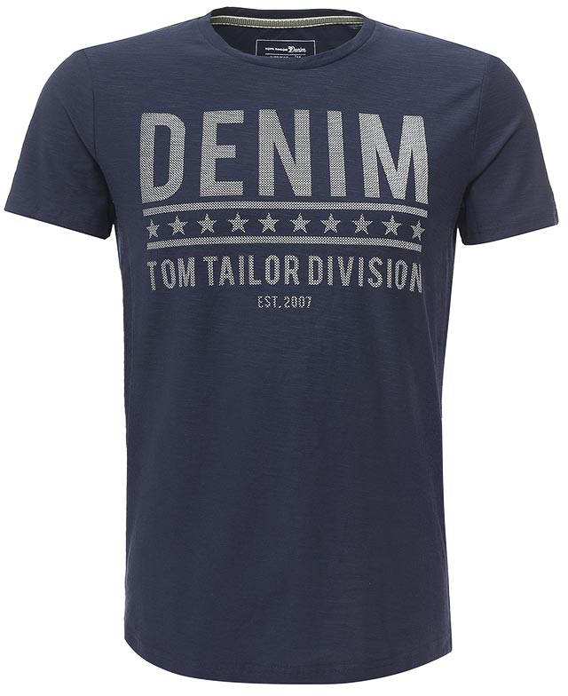 Футболка мужская Tom Tailor Denim, цвет: темно-синий. 1038317.00.12_6740. Размер L (50)1038317.00.12_6740 Футболка мужская Tom Tailor Denim, цвет: темно-синий. 1038317.00.12_6740. Размер L (50)1038317.00.12_6740Мужская футболка Tom Tailor выполнена из хлопка. Модель с круглым вырезом горловины и короткими стандартными рукавами. Спереди оформлена принтом с надписями.