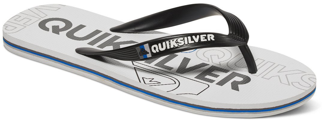 Сланцы мужские Quiksilver Molokai Nitro, цвет: белый, черный. AQYL100233-XKWW. Размер 9 (42)AQYL100233-XKWW Сланцы мужские Quiksilver Molokai Nitro, цвет: белый, черный. AQYL100233-XKWW. Размер 9 (42)AQYL100233-XKWWМодные мужские сланцы Molokai Nitro от Quiksilver покорят вас своим удобством. Верх модели выполнен из мягкого пластика. Эргономичная перемычка между пальцами позволит надежно закрепить модель на стопе. Мягкая фактурная стелька позволяет не скользить ноге при движении.Упругая губчатая каучуковая подошва с логотипом Quiksilver обеспечивает уверенное сцепление с любой поверхностью. Текстовый и графический логотип Quiksilver на стрепе придает сланцам особый вид.Стильные сланцы прекрасно подойдут для похода в бассейн или на пляж.
