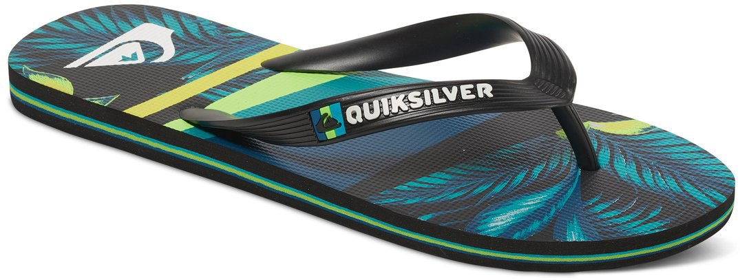 Сланцы мужские Quiksilver Molokai Slash Print, цвет: салатовый, черный. AQYL100407-XKGG. Размер 9 (42)AQYL100407-XKGG Сланцы мужские Quiksilver Molokai Slash Print, цвет: салатовый, черный. AQYL100407-XKGG. Размер 9 (42)AQYL100407-XKGGМодные мужские сланцы Molokai Slash Print от Quiksilver покорят вас своим удобством. Верх модели выполнен из мягкого пластика. Эргономичная перемычка между пальцами позволит надежно закрепить модель на стопе. Мягкая фактурная стелька позволяет не скользить ноге при движении.Упругая губчатая каучуковая подошва с ярким принтом обеспечивает уверенное сцепление с любой поверхностью. Текстовый и графический логотип Quiksilver на стрепе придает сланцам особый вид.Стильные сланцы прекрасно подойдут для похода в бассейн или на пляж.