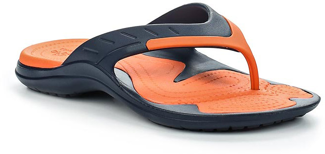 Сланцы Crocs MODI Sport Flip, цвет: темно-синий, оранжевый. 202636-4V9. Размер 8-10 (40/41)202636-4V9 Сланцы Crocs MODI Sport Flip, цвет: темно-синий, оранжевый. 202636-4V9. Размер 8-10 (40/41)202636-4V9Стильные сланцы от Crocs придутся вам по душе. Рифление на верхней поверхности подошвы предотвращает выскальзывание ноги. Рельефное основание подошвы обеспечивает уверенное сцепление с любой поверхностью. Удобные сланцы прекрасно подойдут для похода в бассейн или на пляж.