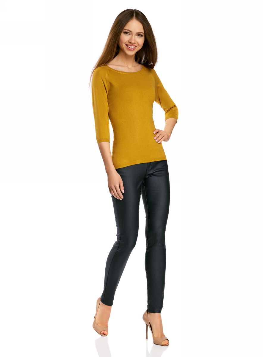 Джемпер женский oodji Collection, цвет: горчичный. 73812552-2B/45904/5700N. Размер S (44)73812552-2B/45904/5700N Джемпер женский oodji Collection, цвет: горчичный. 73812552-2B/45904/5700N. Размер S (44)73812552-2B/45904/5700NДжемпер oodji с рукавами 3/4 изготовлен из качественного смесового материала. Модель выполнена с круглым вырезом. Низ изделия и рукава оформлены тонкими эластичными резинками.