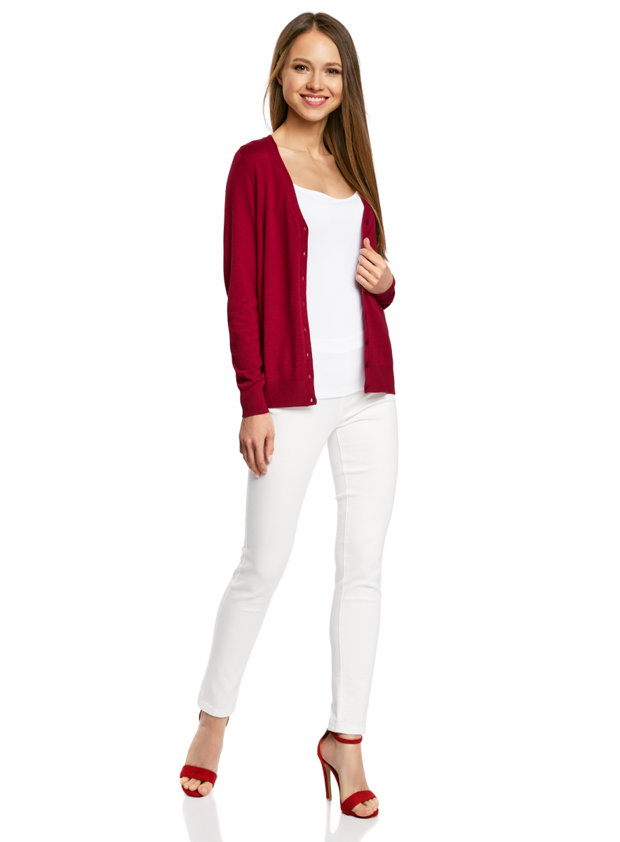 Жакет женский oodji Collection, цвет: красный. 73212151-9B/45904/4500N. Размер M (46)73212151-9B/45904/4500N Жакет женский oodji Collection, цвет: красный. 73212151-9B/45904/4500N. Размер M (46)73212151-9B/45904/4500NТрикотажный жакет oodji изготовлен из качественного смесового материала. Модель с длинными рукавами застегивается на пуговицы по всей длине. Низ изделия и рукава выполнены с эластичными резинками.