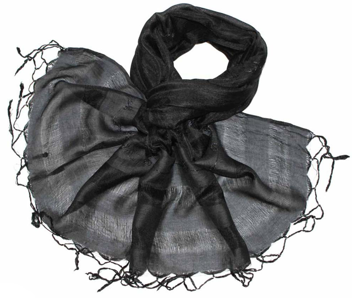 Шарф женский Ethnica, цвет: черный, серый. 916225. Размер 55 см х 180 см916225 Шарф женский Ethnica, цвет: черный, серый. 916225. Размер 55 см х 180 см916225Стильный шарф привлекательной расцветки с кисточками по краю изготовлен из 100% шелка. Он удачно дополнит ваш гардероб и поможет создать новый повседневный образ, добавить в него яркие краски. Отличный вариант для тех, кто стремится к самовыражению и новизне!