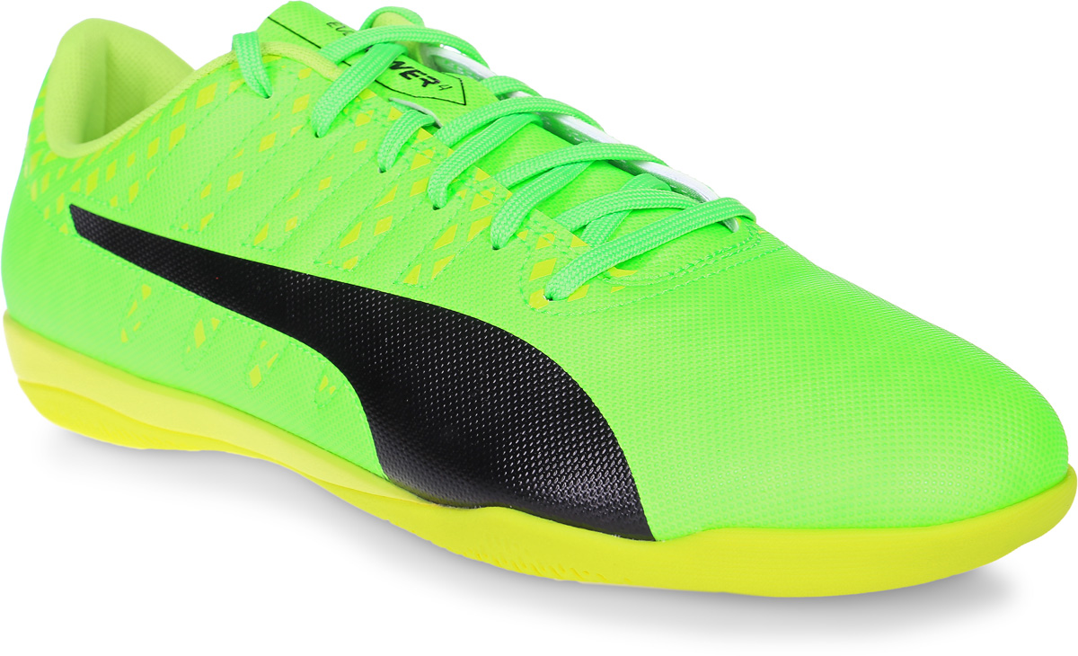 Кроссовки мужские для футзала Puma Evopower Vigor 4 It, цвет: салатовый. 10396601. Размер 8 (41)10396601 Кроссовки мужские для футзала Puma Evopower Vigor 4 It, цвет: салатовый. 10396601. Размер 8 (41)10396601Футбольные кроссовки Evopower Vigor 4 It - качественная модель по доступной цене в линейке футбольной обуви Evopower Vigor от Puma. Облегченный верх сочетает прочность и комфорт со свежим дизайном, вдохновленным флагманской моделью Evopower Vigor 1. Мягкая и прочная искусственная кожа верха обеспечивает легкость, удобство, долговечность и износостойкость. Продуманная передовая конфигурация шипов обеспечивает оптимальный баланс между сцеплением с поверхностью и мощностью отталкивания.
