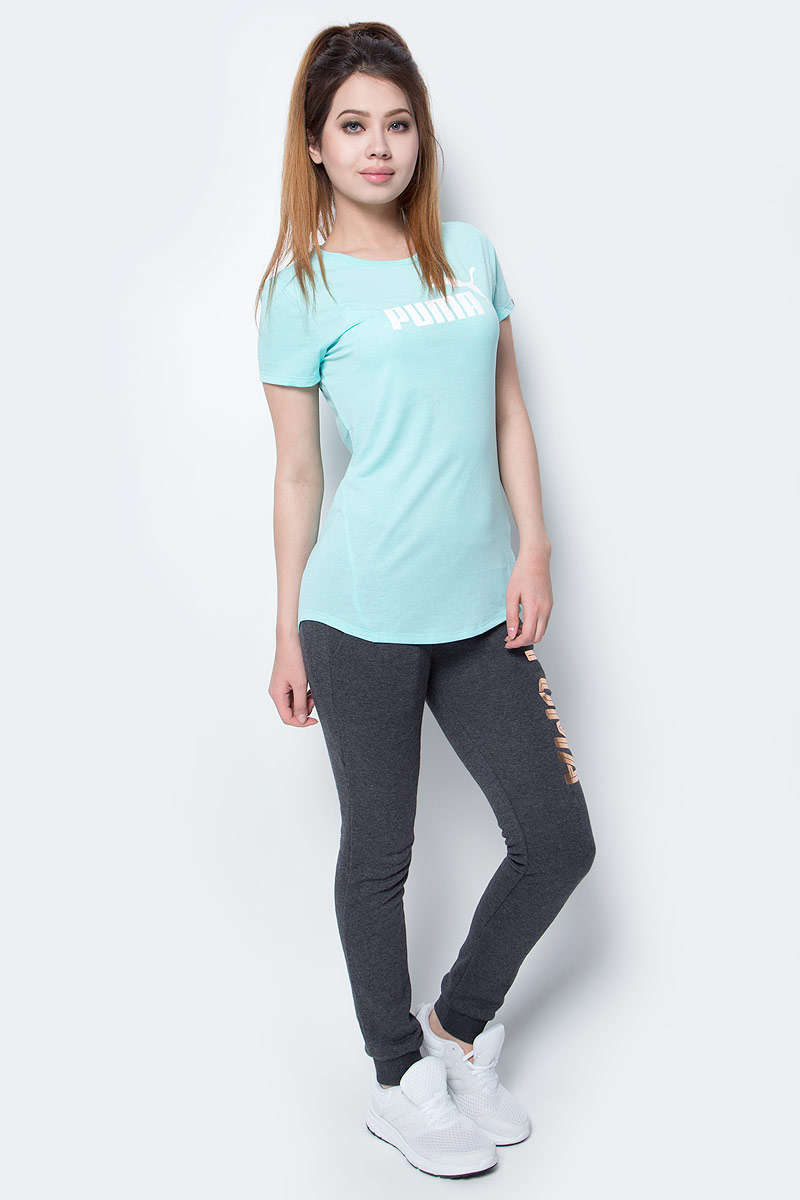 Футболка женская Puma ESS No.1 Tee Heather W, цвет: бирюзовый. 83839933. Размер S (44)838399_33 Футболка женская Puma ESS No.1 Tee Heather W, цвет: бирюзовый. 83839933. Размер S (44)838399_33Футболка изготовлена из высокофункционального материала dryCELL, который отводит влагу, поддерживает тело сухим и гарантирует максимальный комфорт. Среди других отличительных особенностей изделия - отделка сзади по вороту тесьмой с фирменной символикой, боковые швы с нахлестом вперед и закругленный подол. Модель имеет стандартную посадку. Модель декорирована прорезиненным логотипом Puma.