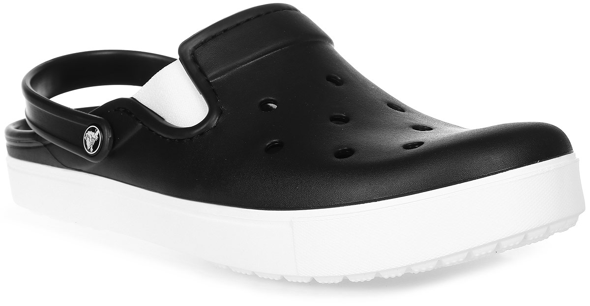 Сабо Crocs CitiLane Clog, цвет: черный. 201831-066. Размер 7-9 (39/40 )201831-066 Сабо Crocs CitiLane Clog, цвет: черный. 201831-066. Размер 7-9 (39/40 )201831-066Модные сабо CitiLane Clog от Crocs придутся вам по душе. Модель выполнена из полимера Croslite. Благодаря материалу Croslite обувь невероятно легкая, мягкая и удобная. Материал Croslite - бактериостатичен, препятствует появлению неприятных запахов и легок в уходе: быстро сохнет и не оставляет следов на любых поверхностях. Верх модели оформлен отверстиями, которые обеспечивают естественную вентиляцию. Под воздействием температуры тела обувь принимает форму стопы. Пяточный ремешок, оформленный названием бренда, обеспечивает фиксацию стопы при ходьбе. Эластичные вставки по бокам для идеальной посадки модели на ноге. Рельефная поверхность верхней части подошвы комфортна при движении. Рифленое основание подошвы гарантирует идеальное сцепление с любой поверхностью. Такие сабо - отличное решение для каждодневного использования!