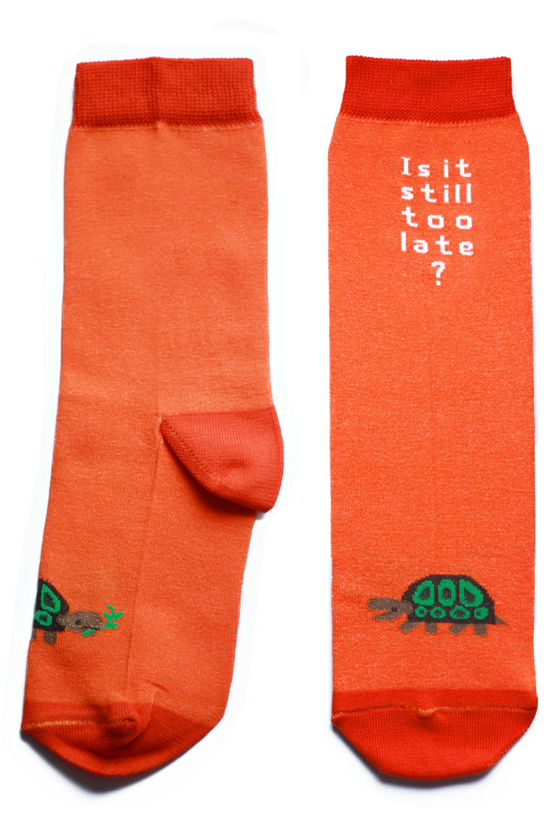 Носки детские Big Bang Socks Черепашка, махровые, цвет: оранжевый. ca1513. Размер 30/34ca1513 Носки детские Big Bang Socks Черепашка, махровые, цвет: оранжевый. ca1513. Размер 30/34ca1513Теплые детские махровые носки Big Bang Socks изготовлены из высококачественного хлопка с добавлением полиамидных и эластановых волокон, которые обеспечивают великолепную посадку. Носки отличаются ярким стильным дизайном, они оформлены изображением черепахи и надписью: Is it Still to Late?. Удобная широкая резинка идеально облегает ногу и не пережимает сосуды, усиленные пятка и мысок повышают износоустойчивость носка, а удлиненный паголенок придает более эстетичный вид. Дизайнерские носки Big Bang Socks - яркая деталь в вашем образе и оригинальный подарок для друзей и близких.