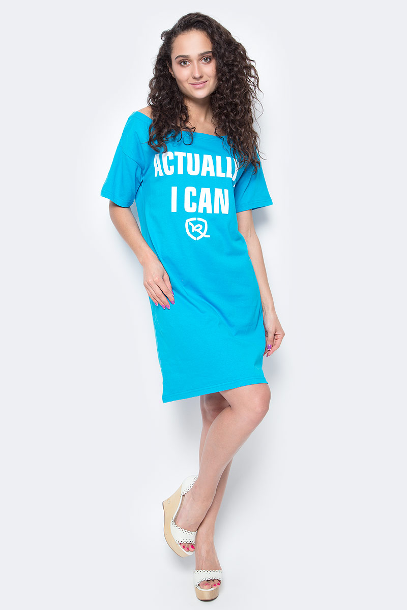 Платье Rocawear, цвет: бирюзовый. R021756. Размер M (46)R021756 Платье Rocawear, цвет: бирюзовый. R021756. Размер M (46)R021756Женское хлопковое Rocawear платье на одно плечо - тренд последних нескольких сезонов. Небрежное спадание и оголенное плечо добавляют пикантности, привлекательности, но в то же время не опошляют образ. Также сочетание сексуальной нотки с удобным повседневным кроем делает внешний вид индивидуальным и оригинальным. Cпереди платье украшено принтом с надписью Actually, I Can.