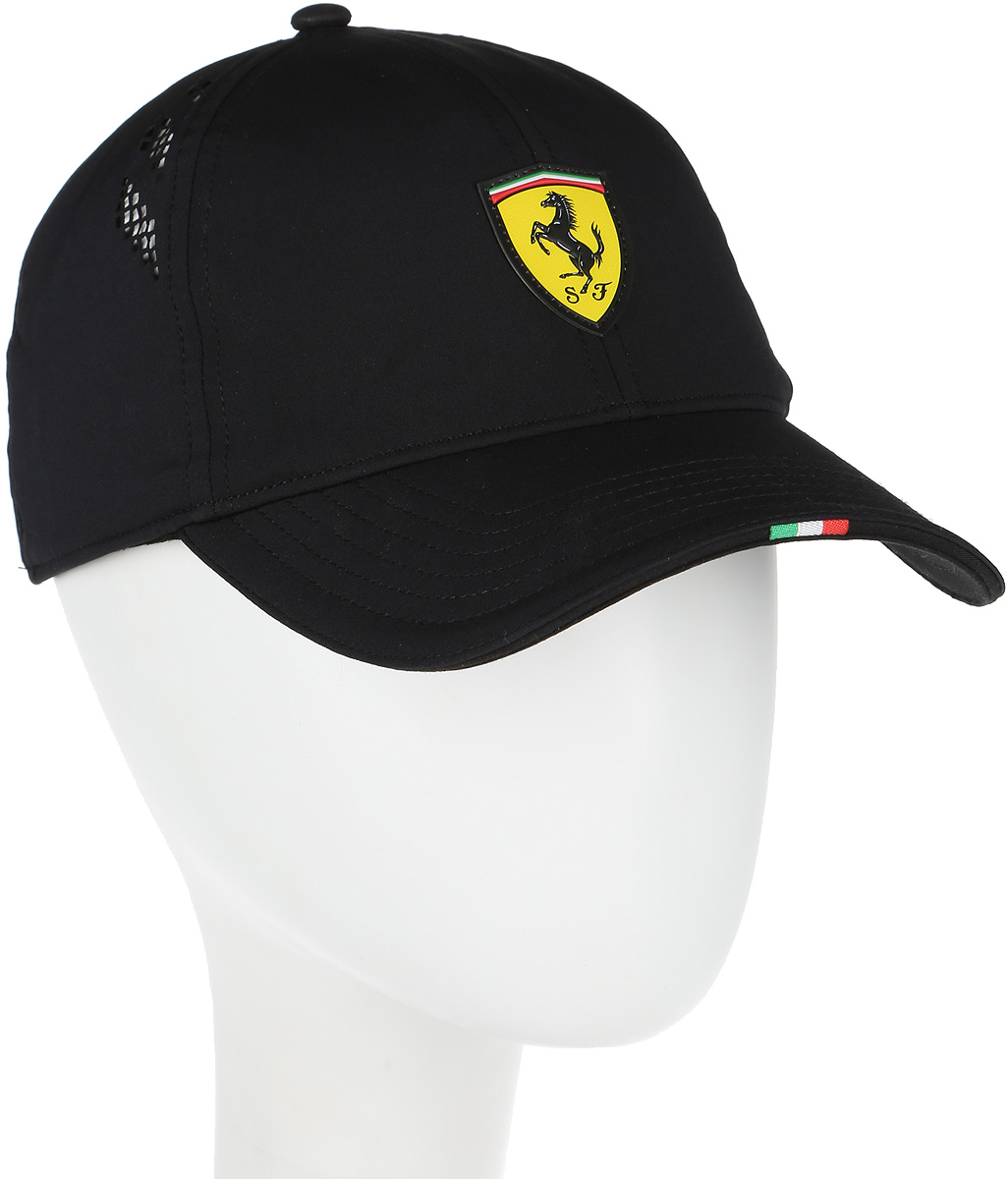 Бейсболка Puma Ferrari Fanwear Force SF Cap, цвет: черный. 02120102. Размер S/M (56)02120102 Бейсболка Puma Ferrari Fanwear Force SF Cap, цвет: черный. 02120102. Размер S/M (56)02120102Бейсболка Ferrari Fanwear force SF cap с логотипом Ferrari и итальянским флагом на козырьке станет бессменным спутником на все заезды любимой команды. Модель имеет изогнутый козырек с контрастной внутренней стороной, плотную посадку с эластичной лентой вдоль головы и лазерную перфорацию по сторонам. Бейсболка декорирована гербом Ferrari из термопластичного полиуретана спереди и логотипом Puma сзади.