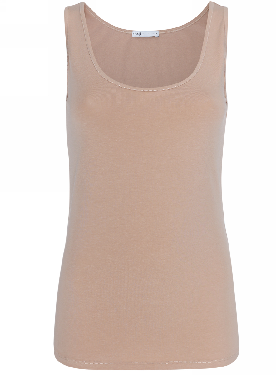 Майка жен oodji Collection, цвет: бежевый. 24315001B/46147/3300N. Размер M (46)24315001B/46147/3300N Майка жен oodji Collection, цвет: бежевый. 24315001B/46147/3300N. Размер M (46)24315001B/46147/3300NМайка oodji Collection выполнена из хлопка с добавлением эластана, который обладает свойством эластичности. Модель без рукавов и круглым вырезом горловины дополнена прострочкой.