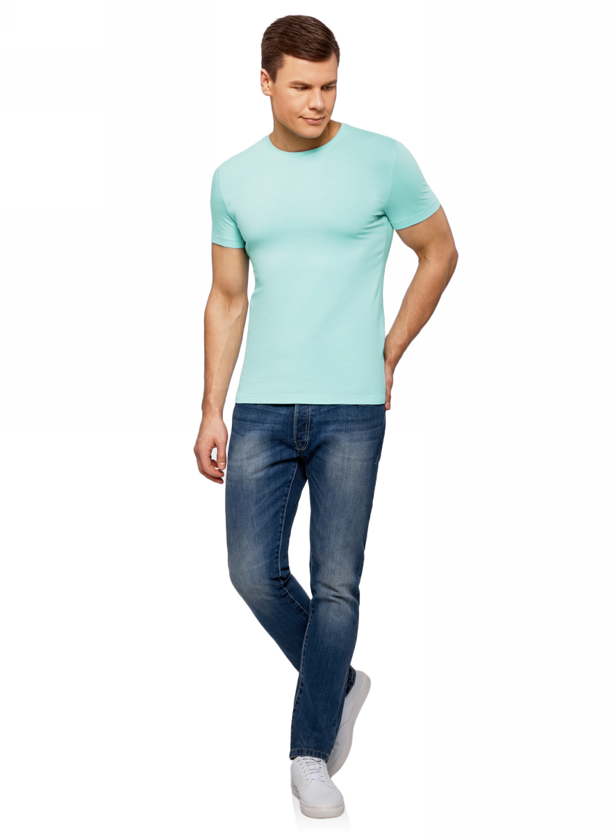 Футболка муж oodji Basic, цвет: бирюзовый. 5B611004M/46737N/7301N. Размер XL (56)5B611004M/46737N/7301N Футболка муж oodji Basic, цвет: бирюзовый. 5B611004M/46737N/7301N. Размер XL (56)5B611004M/46737N/7301NФутболка хлопковая базовая