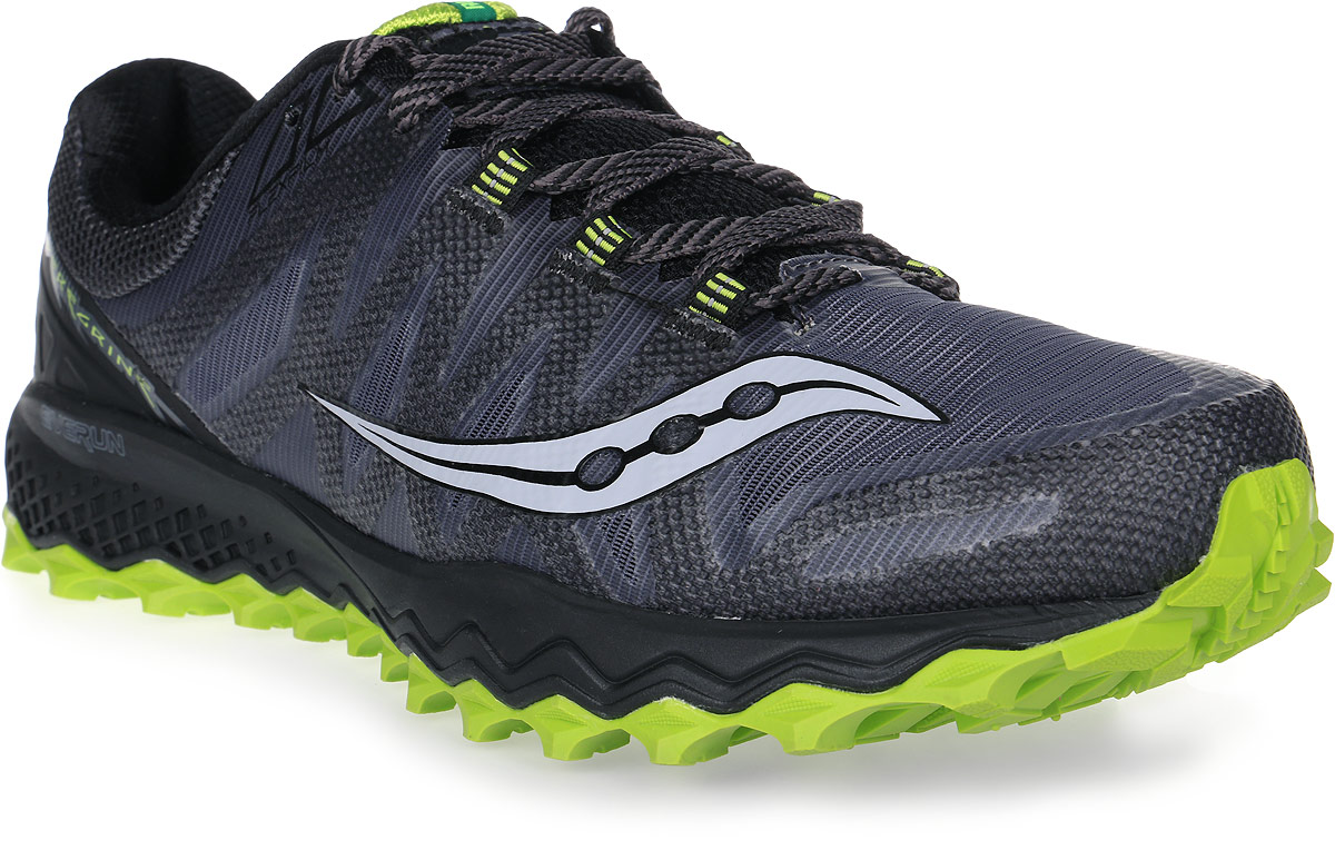 Кроссовки для бега мужские Saucony Peregrine 7, цвет: серый, черный. S20359-2. Размер 9 (42)S20359-2 Кроссовки для бега мужские Saucony Peregrine 7, цвет: серый, черный. S20359-2. Размер 9 (42)S20359-2Мужские кроссовки для бега Saucony Peregrine 7 созданы для любой трассы. Главные преимущества модели: защитаверхней части стопы, носочной и зоны пятки. Модель на шнуровке выполнена из сетчатого текстиля с защитными вставками, который хорошо пропускает воздух и обеспечивает оптимальную вентиляцию. Также в конструкции предусмотрена внешняя поддержка пятки. Экзоскелет под тонкой, но прочной сеткой придает дополнительную фиксацию ноге. Подошва с технологией PWRTRAC устойчива к истиранию и обеспечивает отличное сцепление. В пяточной части расположен слой EVERUN для дополнительной амортизации при приземлении на пятку.Поверхность подошвы дополнена рельефным рисунком.