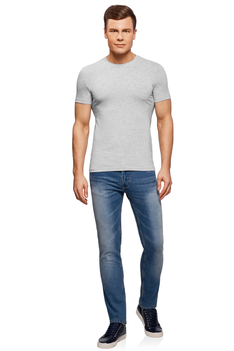Футболка мужская oodji Basic, цвет: серый меланж. 5B611004M/46737N/2300M. Размер XL (56)5B611004M/46737N/2300M Футболка мужская oodji Basic, цвет: серый меланж. 5B611004M/46737N/2300M. Размер XL (56)5B611004M/46737N/2300MМужская базовая футболка от oodji выполнена из эластичного хлопкового трикотажа. Модель с короткими рукавами и круглым вырезом горловины.