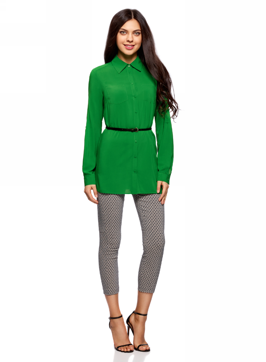 Блузка жен oodji Collection, цвет: зеленый. 21412057-4B/24681/6B00N. Размер 40-170 (46-170)21412057-4B/24681/6B00N Блузка жен oodji Collection, цвет: зеленый. 21412057-4B/24681/6B00N. Размер 40-170 (46-170)21412057-4B/24681/6B00NТуника вискозная с ремнем