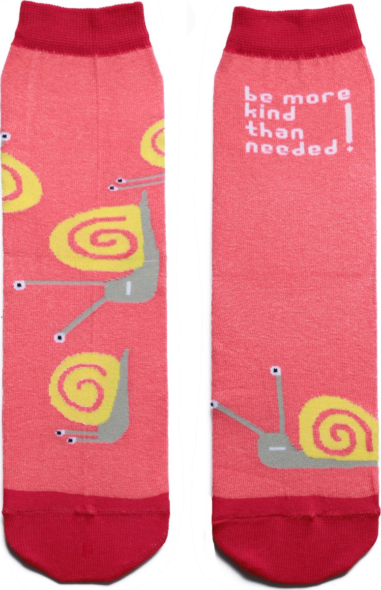 Носки детские Big Bang Socks, цвет: розовый. ca1611. Размер 30/34ca1611 Носки детские Big Bang Socks, цвет: розовый. ca1611. Размер 30/34ca1611Яркие носки с несимметричным принтом улитка и надписью be more kinde than needed (будь более добрым, чем нужно)