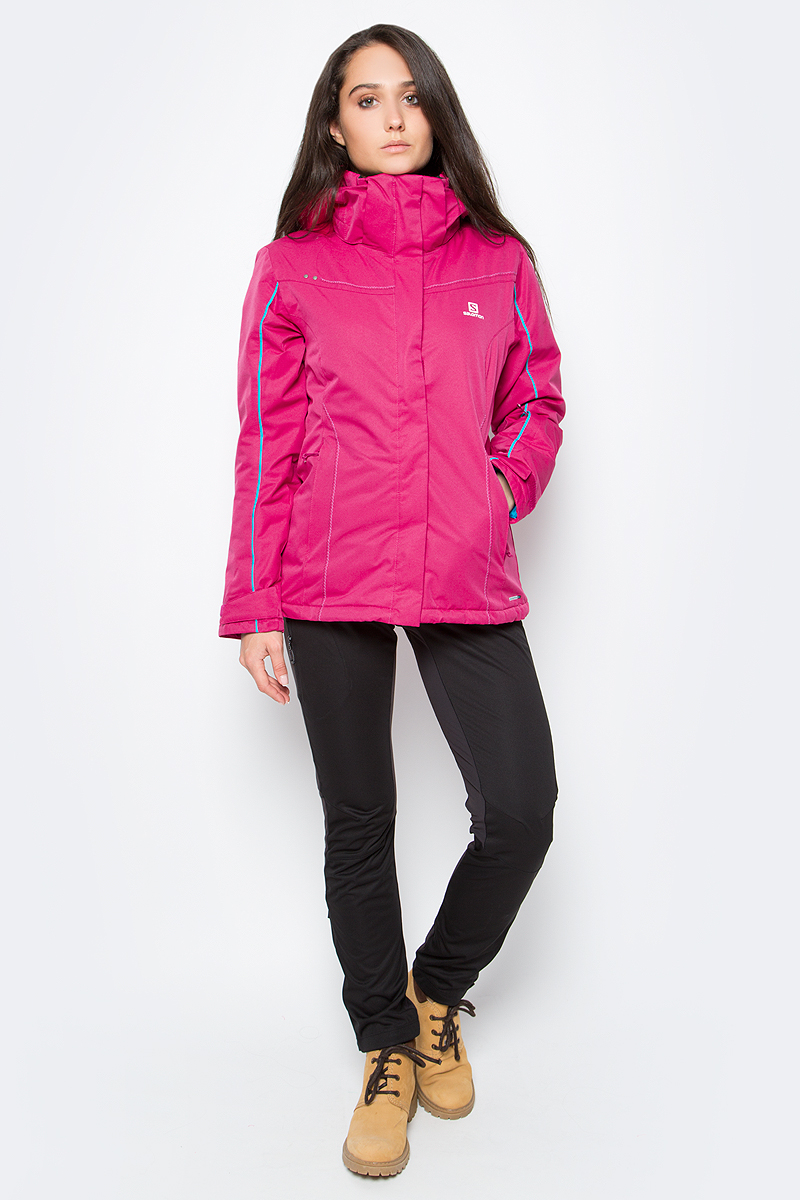Куртка женская Salomon Stormseeker Jkt W, цвет: розовый. L39215900. Размер L (48/50)L39215900 Куртка женская Salomon Stormseeker Jkt W, цвет: розовый. L39215900. Размер L (48/50)L39215900Женская куртка Salomon изготовлена из полиэстера. Модель со съемным капюшоном застегивается на молнию. Сочетание узора в елочку и мягкой ткани придает модели яркий молодежный вид. Теплая и универсальная куртка с защитой 10/10 для катания на горных лыжах.