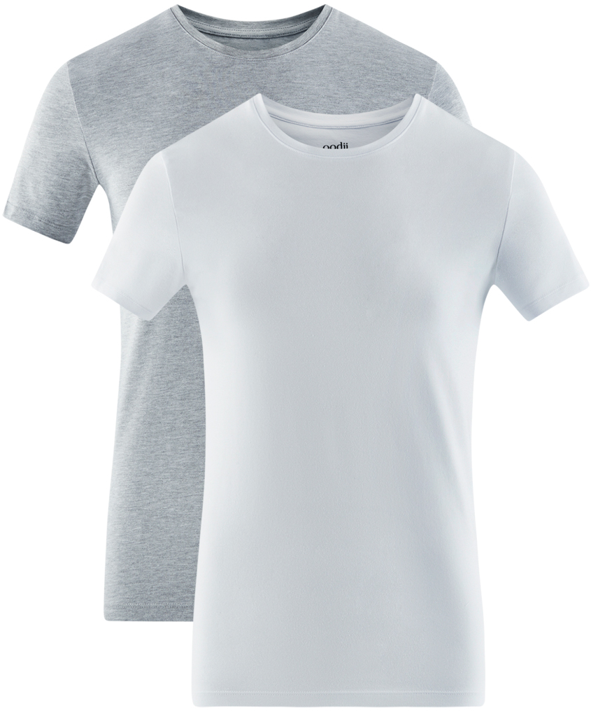 Футболка мужская oodji Basic, цвет: серый, белый, 2 шт. 5B611004T2/46737N/1902N. Размер M (50)5B611004T2/46737N/1902N Футболка мужская oodji Basic, цвет: серый, белый, 2 шт. 5B611004T2/46737N/1902N. Размер M (50)5B611004T2/46737N/1902NМужская базовая футболка от oodji выполнена из эластичного хлопкового трикотажа. Модель с короткими рукавами и круглым вырезом горловины. В комплект входит две футболки.