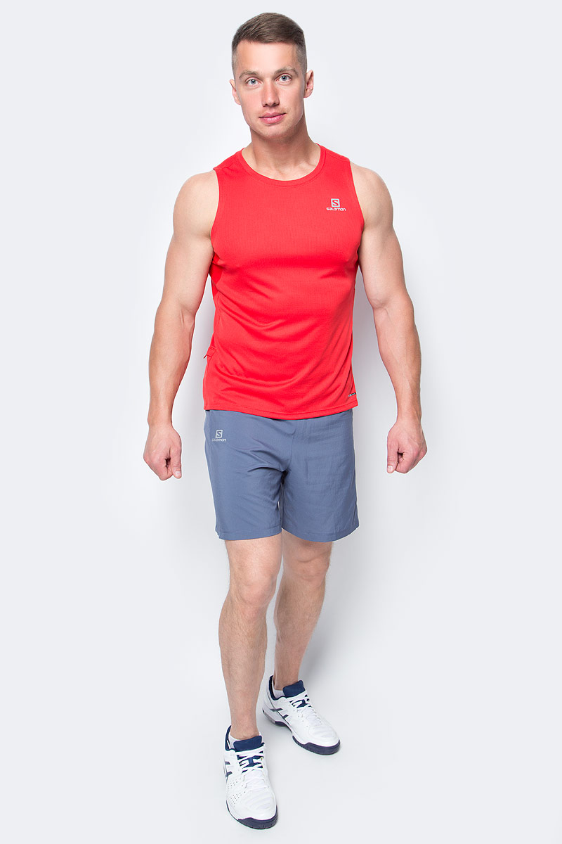 Майка для бега мужская Salomon Agile Tank M, цвет: красный. L39386700. Размер M (48/50)L39386700 Майка для бега мужская Salomon Agile Tank M, цвет: красный. L39386700. Размер M (48/50)L39386700Легкий беговой топ Salomon с сетчатыми вставками по бокам с улучшенной вентиляцией отлично подходит для долгих забегов в жаркую погоду.
