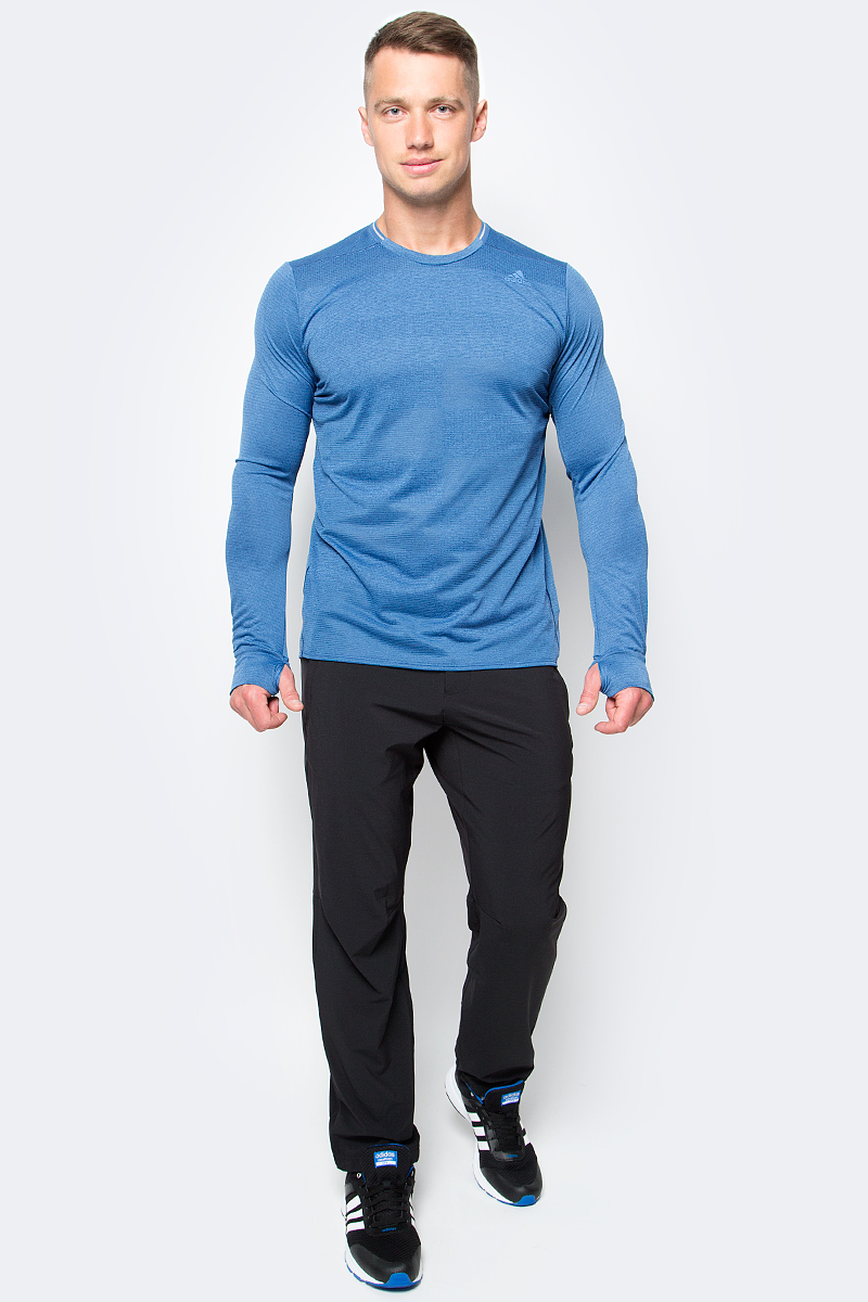 Лонгслив для бега мужской adidas Sn Ss Tee, цвет: светло-синий. S97992. Размер L (52/54)S97992 Лонгслив для бега мужской adidas Sn Ss Tee, цвет: светло-синий. S97992. Размер L (52/54)S97992Лонгслив Adidas Sn Ss Tee изготовлен специально для занятий спортом. Модель выполнена из полиэстера по технологии climawarm. У лонгслива круглый ворот и длинные рукава с прорезями для больших пальцев в манжетах. Модель дополнена светоотражающими полосами на спинке.