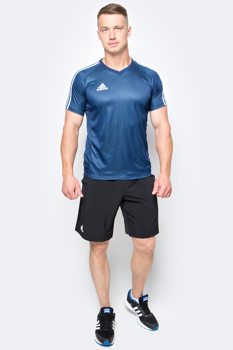 Футболка мужская Adidas Tir Jsy, цвет: темно-синий. AZ9764. Размер M (48/50)AZ9764 Футболка мужская Adidas Tir Jsy, цвет: темно-синий. AZ9764. Размер M (48/50)AZ9764Принимай и веди. Мастерство требует упорства. Оттачивай навыки маневрирования в этой мужской футболке. Легкая ткань с технологией climalite отводит излишки влаги, сохраняя ощущение комфорта. Три полоски на рукавах в классическом футбольном стиле.Ткань с технологией climalite быстро и эффективно отводит влагу с поверхности кожи, поддерживая комфортный микроклимат.Легкая функциональная ткань.Рифленый V-образный ворот, внутренний шов ворота обработан тесьмой.Рукава реглан, три полоски на рукавах.Эта модель — часть экологической программы Adidas: использованы технологии, сберегающие природные ресурсы; каждая нить имеет значение: переработанный полиэстер сохраняет природные ресурсы и уменьшает отходы производства.
