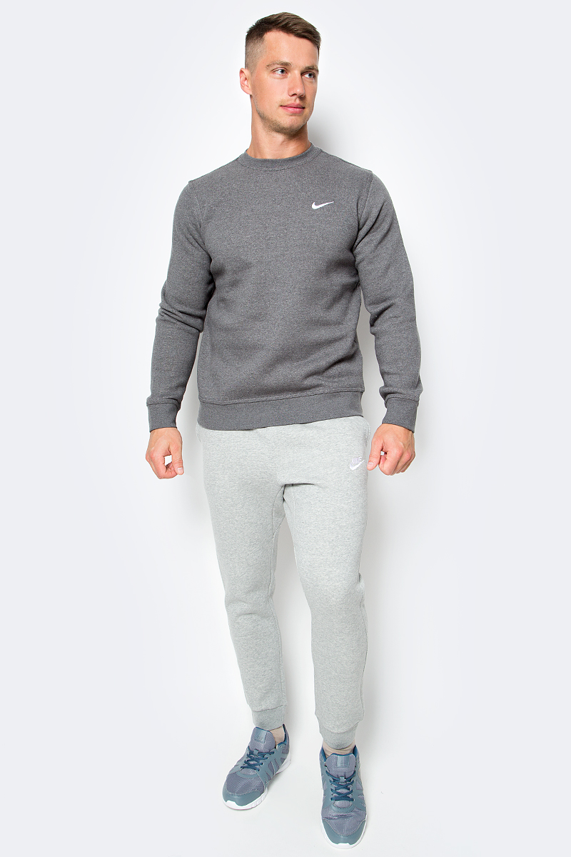 Толстовка мужская Nike Club Crew-Swoosh, цвет: серый. 611467-071. Размер M (46/48)611467-071 Толстовка мужская Nike Club Crew-Swoosh, цвет: серый. 611467-071. Размер M (46/48)611467-071Мужская толстовка Club Crew-Swoosh+ от Nike выполнена из хлопка с добавлением полиэстера. Модель с круглым вырезом горловины и длинными рукавами.