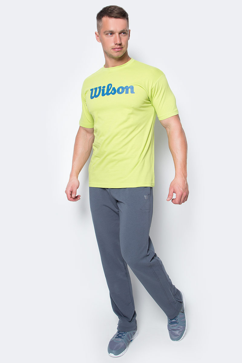 Футболка для тенниса мужская Wilson Script Cotton Tee, цвет: салатовый. WRA747802. Размер S (46)WRA747802 Футболка для тенниса мужская Wilson Script Cotton Tee, цвет: салатовый. WRA747802. Размер S (46)WRA747802Тренировочная футболка с логотипом Wilson. Спортивный крой для оптимального комфорта. Модель выполнена с круглой горловиной и короткими рукавами.