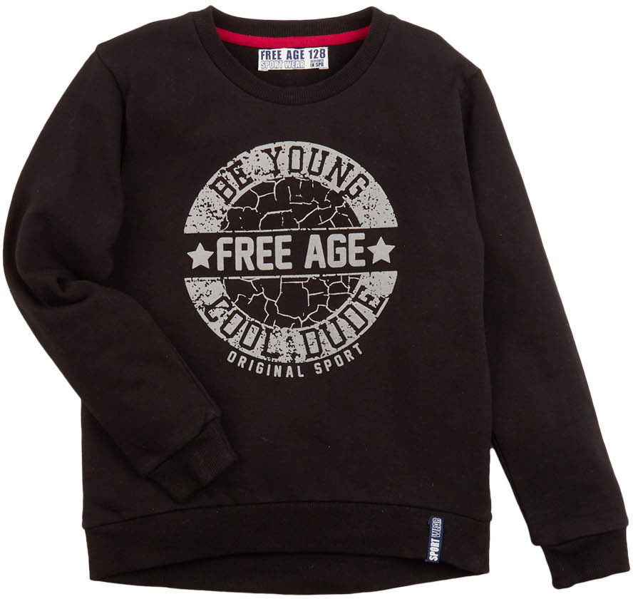Джемпер для мальчика Free Age, цвет: черный. ZB 09207-B-2. Размер 146, 10 летZB 09207-B-2 Джемпер для мальчика Free Age, цвет: черный. ZB 09207-B-2. Размер 146, 10 летZB 09207-B-2Джемпер для мальчика Free Age изготовлен из высококачественного легкого хлопка, он приятный на ощупь, не раздражает нежную и чувствительную кожу ребенка, позволяя ей дышать. Модель имеет круглый вырез горловины, не стесняет движения. Изделие дополнено ярким принтом в стиле Free Age.