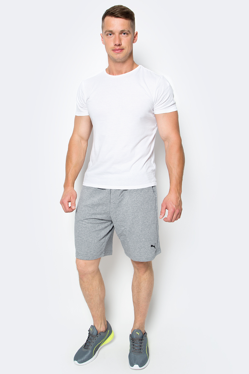Шорты мужские Puma Ess Sweat Shorts 9, цвет: серый. 838260_03. Размер M (48/50)838260_03 Шорты мужские Puma Ess Sweat Shorts 9, цвет: серый. 838260_03. Размер M (48/50)838260_03Шорты ESS Sweat Shorts 9, выполненные из хлопка и полиэстера, прекрасно подойдут для ежедневного использования, а также для тренировок. Шорты декорированы вышитым логотипом PUMA. Среди других отличительных особенностей изделия - пояс из его основного материала с продернутым затягивающимся шнуром, карманы в швах, а также нашитая сверху задняя кокетка для лучшей посадки по фигуре.