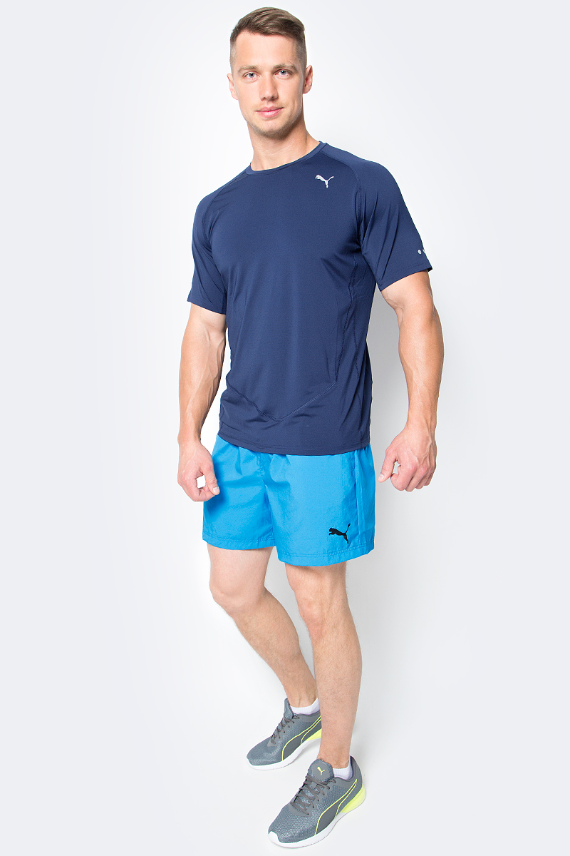 Шорты мужские Puma Ess Woven Shorts 5, цвет: голубой. 838271_33. Размер S (46/48)838271_33 Шорты мужские Puma Ess Woven Shorts 5, цвет: голубой. 838271_33. Размер S (46/48)838271_33Шорты ESS Woven Shorts 5 - отличное сочетание функциональности и комфорта. Эластичная ткань выдерживает серьезные нагрузки, не теряя своих свойств. Модель скроена таким образом, чтобы шорты не вызывали ощущения дискомфорта даже при активных движениях. Среди других особенностей изделия - эластичный пояс с продернутыми в нем затягивающимися шнурами, боковые карманы, а также нашитая сверху задняя кокетка для лучшей посадки по фигуре. Шорты декорированы логотипом PUMA, нанесенным методом глянцевой печати.