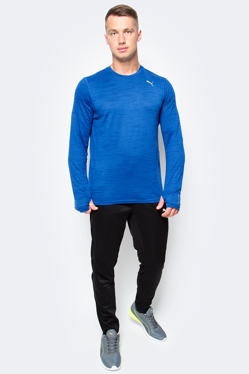 Лонгслив мужской Puma Epic L/S Tee, цвет: синий. 51495701. Размер M (48/50)51495701 Лонгслив мужской Puma Epic L/S Tee, цвет: синий. 51495701. Размер M (48/50)51495701Спортивный лонгслив Epic L/S Tee выполнен из полиэстера и эластана с использованием высокофункциональной технологии dryCELL, которая отводит влагу, поддерживает тело сухим и гарантирует комфорт во время активных тренировок и занятий спортом. Мягкий материал необыкновенно приятен на ощупь, впитывает влагу и помогает изделию сохранять свою форму. Плоские швы не натирают кожу и обеспечивают непревзойденный комфорт. Изделие декорировано логотипом PUMA и дополнено элементами из светоотражающего материала, благодаря чему вас хорошо видно с любого ракурса в темное время суток. Длинные манжеты, надежно защищающие от холода кисти рук, снабжены прорезями для большого пальца.