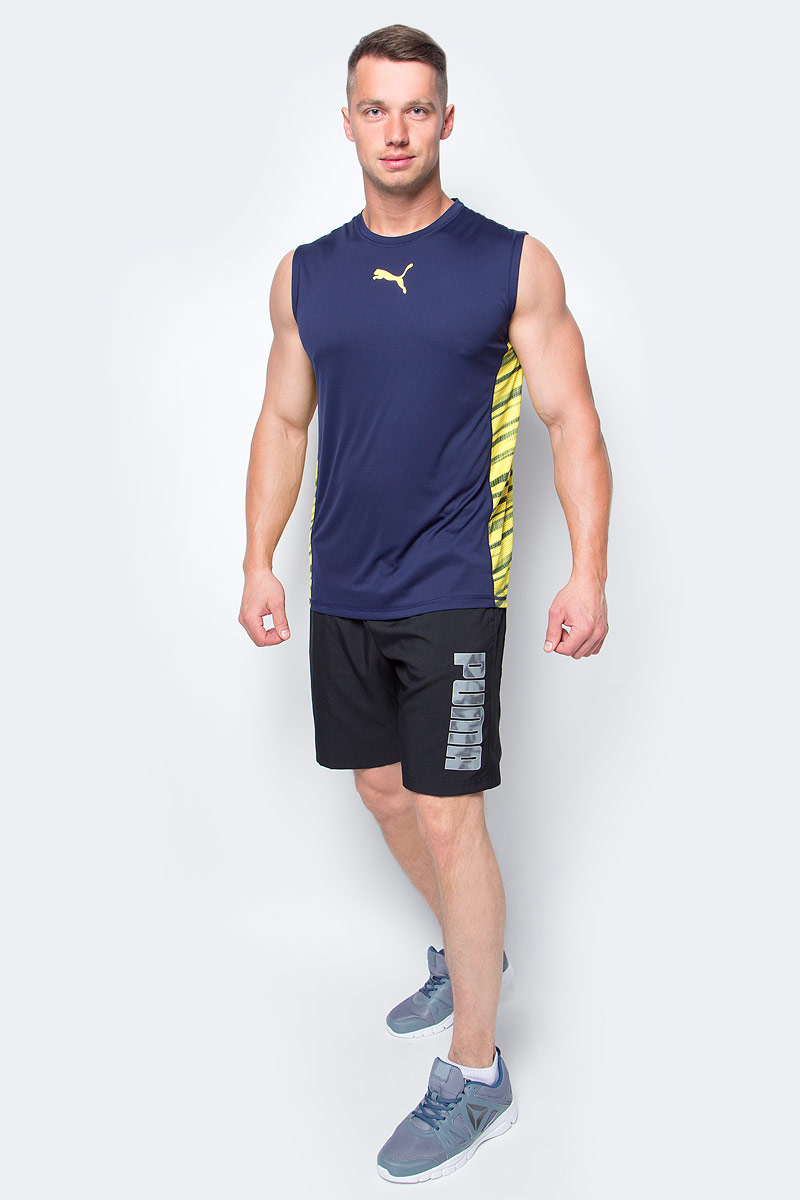 Майка мужская Puma Vent Sleeveless, цвет: темно-синий, желтый. 51516305. Размер XL (50/52)51516305 Майка мужская Puma Vent Sleeveless, цвет: темно-синий, желтый. 51516305. Размер XL (50/52)51516305Майка Puma Vent Sleeveless выполнена из легкого, практически невесомого материала обеспечит комфорт во время тренировки. Эргономичный вырез не натирает кожу и гарантирует комфорт во время тренировки.Свободный спортивный крой.