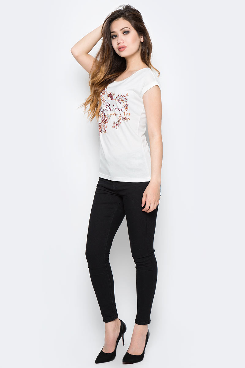 Футболка женская Sela, цвет: молочный. Ts-111/4480-7380. Размер XS (42)Ts-111/4480-7380 Футболка женская Sela, цвет: молочный. Ts-111/4480-7380. Размер XS (42)Ts-111/4480-7380Стильная женская футболка Sela станет отличным дополнением к гардеробу каждой модницы. Модель полуприлегающего силуэта с короткими цельнокроеными рукавами изготовлена из качественного материала и оформлена принтом с надписью. Модель подойдет для прогулок и дружеских встреч, будет отлично сочетаться с джинсами и брюками, а также гармонично смотреться с юбками. Мягкая ткань на основе вискозы и эластана хорошо тянется и приятна на ощупь.
