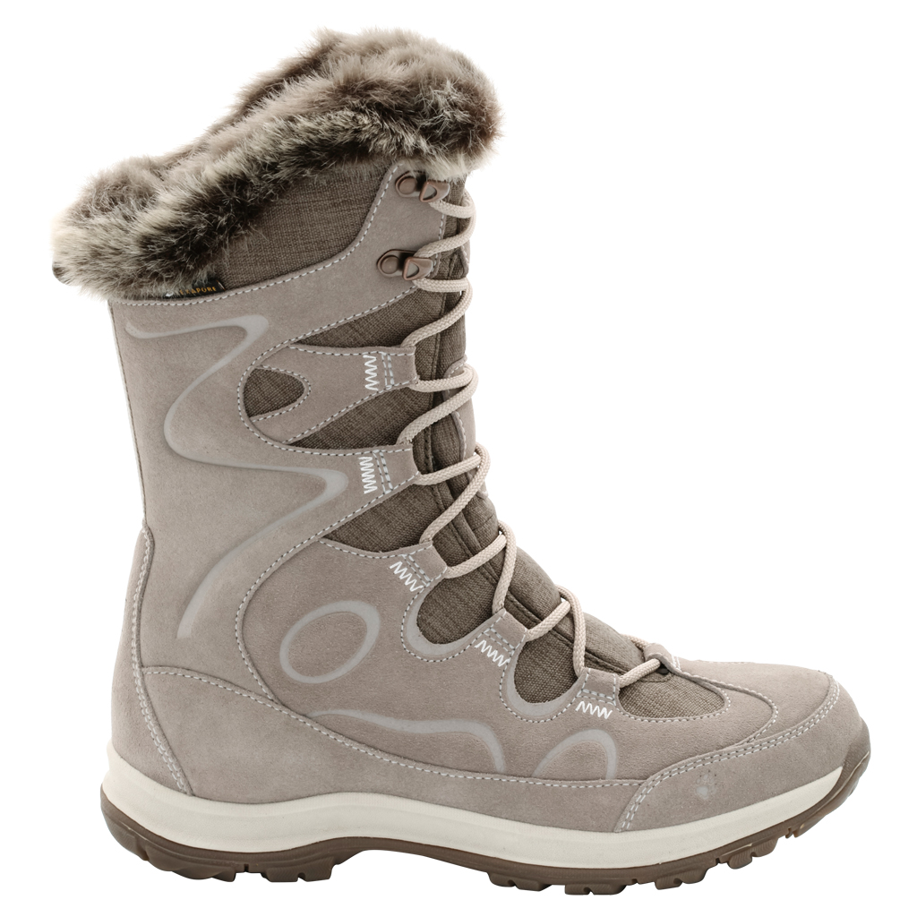 Ботинки трекинговые женские Jack Wolfskin Glacier Bay Texapore High W, цвет: светло-бежевый. 4020511-5041. Размер 8 (41)4020511-5041 Ботинки трекинговые женские Jack Wolfskin Glacier Bay Texapore High W, цвет: светло-бежевый. 4020511-5041. Размер 8 (41)4020511-5041Водонепроницаемые зимние ботинки Jack Wolfskin до середины икры с особо теплой флисовой подкладкой. Благодаря подкладке из флиса Nanuk Ultra ваши ноги остаются в тепле при температурах до -30 °C, а высокие голенища дополнительно защищают от дождя, снега и холода. Подъем оформлен классической шнуровкой, которая надежно фиксирует обувь на ноге и регулирует объем. Язычок, препятствующий попаданию грязи внутрь, задник, мысок и промежуточная подошва декорированы символикой бренда. Также задник дополнен ярлычком для более удобного надевания обуви. Крепкая нескользящая подошва обеспечивает надежное сцепление и хорошо поддерживают ногу во время зимних прогулок. В таких ботинках вы будете чувствовать себя удобно и комфортно.