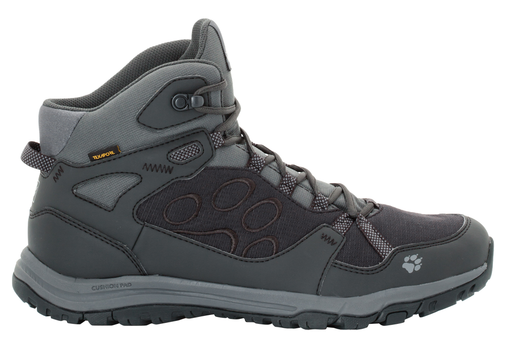 Ботинки трекинговые мужские Jack Wolfskin Activate Texapore Mid M, цвет: темно-серый. 4024351-6350. Размер 12 (45,5)4024351-6350 Ботинки трекинговые мужские Jack Wolfskin Activate Texapore Mid M, цвет: темно-серый. 4024351-6350. Размер 12 (45,5)4024351-6350Легкие водонепроницаемые универсальные ботинки Jack Wolfskin для хайкинга с хорошей амортизацией для рельефа средней тяжести. В офисе и на природе, в городе и на туристическом маршруте - эти ботинки со всем справятся и всегда к месту. Подъем оформлен классической шнуровкой, которая надежно фиксирует обувь на ноге и регулирует объем. Язычок, препятствующий попаданию грязи внутрь, задник, мысок и промежуточная подошва декорированы символикой бренда. Задник дополнен ярлычком для более удобного надевания обуви. Спортивная гибкая подошва ботинок отвечает за отличное сцепление на лесных тропах и относительно ровной местности. А хорошая амортизация обеспечит вам непрерывный комфорт в городских джунглях. Этим универсальным водостойким ботинкам неизвестно, что такое плохая погода. Просто наденьте их и наслаждайтесь дорогой!
