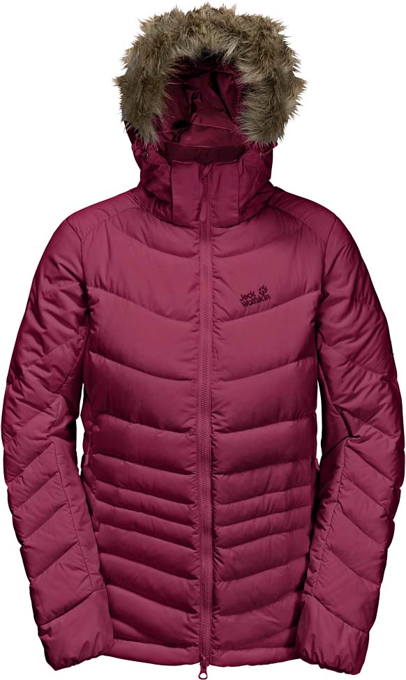 Пуховик женский Jack Wolfskin Selenium Bay, цвет: бордовый. 1202901-2501. Размер L (50)1202901-2501 Пуховик женский Jack Wolfskin Selenium Bay, цвет: бордовый. 1202901-2501. Размер L (50)1202901-2501Ветронепроницаемая, очень теплая куртка на пуху с отстегивающимся капюшоном с отделкой из искусственного меха Jack Wolfskin Selenium Bay обеспечит вам надежное тепло для долгих и холодных дней. Модель приталенного кроя с воротником-стойкой, надежно защищающими от ветра, застегивается на молнию и дополнена двумя внешними и внутренним прорезными карманами на молниях. Съемный капюшон с возможностью регулировать внутренний объем и область обзора дополнен съемной оторочкой из искусственного меха. С курткой Selenium вы всегда готовы к зимним приключениям. Эта теплая и удобная пуховая куртка великолепно подходит для холодной погоды.В качестве наполнителя выбран объемный утиный пух и перья, а также Microguard (80 г/м?) - синтетический утеплитель со средним уровнем теплоизоляции. Даже несмотря на то, что куртка очень мало весит, вы сможете почувствовать тепло сразу же, как только ее наденете. Ветронепроницаемая внешняя ткань Stormlock Softtouch, очень легкая и мягкая, повышает теплоизоляцию. Капюшон защищает голову от холода, и если он вам не нужен, его можно отстегнуть.