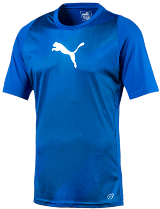 Футболка мужская Puma ftblTRG Graphic Shirt, цвет: голубой. 65535550. Размер S (44/46)65535550 Футболка мужская Puma ftblTRG Graphic Shirt, цвет: голубой. 65535550. Размер S (44/46)65535550Модель декорирована логотипом Puma, нанесенным на правую сторону груди методом термопечати. Она изготовлена с использованием высокофункциональной технологии DryCell, которая отводит влагу, поддерживает тело сухим и гарантирует комфорт во время активных тренировок и занятий спортом. Фасон в обтяжку по фигуре оживляется вставками с графическим рисунком. Отделка спины сетчатым материалом обеспечивает отличную вентиляцию и препятствует перегреву.