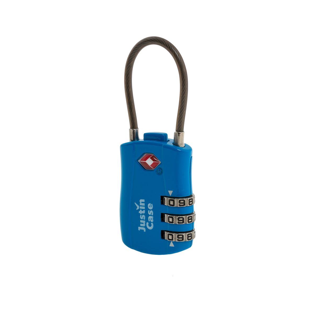 Замок кодовыйс JustinCase "3-Dial Lock TSA", с гибкой дужкой, цвет: голубой