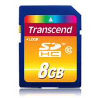 Transcend SDHC Class 10 8GB (TS8GSDHC10) карта памятиTS8GSDHC10 Transcend SDHC Class 10 8GB (TS8GSDHC10) карта памятиTS8GSDHC10Высокотехнологичные устройства, записывающие изображения, видео и звук, требуют всё более высоких скоростей работы и объёмов памяти для сохранения произведений нашего творчества.Карты памяти Transcend Secure Digital High Capacity Class 10 поддерживают файлы формата FAT32 и вы можете использовать их для хранения музыкальных коллекций, альбомов фотографий, фильмов или использовать в устройствах, требующих большого объёма памяти.Внимание: перед оформлением заказа убедитесь в поддержке вашим электронным устройством карт памяти данного объема.