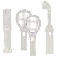 Спортивный набор Sport Pack из 4 элементов для платформы Nintendo WiiJS 11 Спортивный набор Sport Pack из 4 элементов для платформы Nintendo WiiJS 11Набор спортивных аксессуаров-расширений для пульта Wii: 2 теннисные ракетки, бейсбольная бита и клюшка для гольфа. Пульт Wii может стать всеми этими спортивными приспособлениями, и погружение в мир спортивных развлечений Nintendo Wii станет еще более захватывающим. Аксессуары-насадки выполнены из безопасного мягкого пластика. Крепление к пульту Wii обеспечивает полную совместимость с аксессуаром повышенной точности Wii MotionPlus.