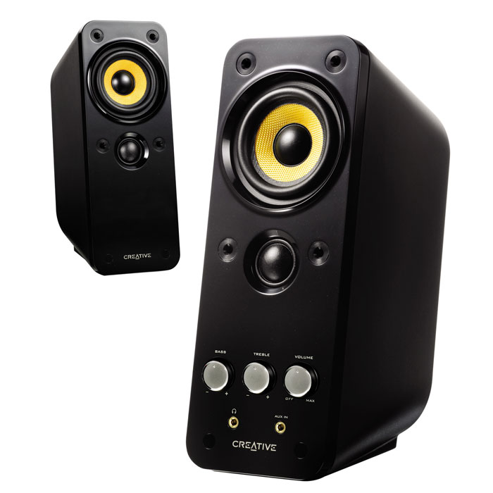 Creative GigaWorks T20 SII980-000321 Creative GigaWorks T20 SII980-000321Выпустив систему GigaWorks T20 Series II, компания Creative подняла проектирование динамиков еще на одну ступень. Эта новая двухкомпонентная система с глянцевой черной поверхностью, созданная на базе получившего мировое признание процессора, была тщательно усовершенствована как внешне, так и в части акустических возможностей, демонстируя поистине ошеломляющие характеристики. Высококачественные среднечастотные и высокочастотные динамики системы GigaWorks T20 Series II, обеспечивающие хорошо сбалансированный звук, дополняющийся с помощью технологии Creative BasXPort мощными басами без использования сабвуфера, откроют Вам, как великолепно может звучать Ваша музыка. Два входа позволяют одновременно подсоединять компьютер и MP3-плеер без необходимости отсоединения и подсоединения кабелей.