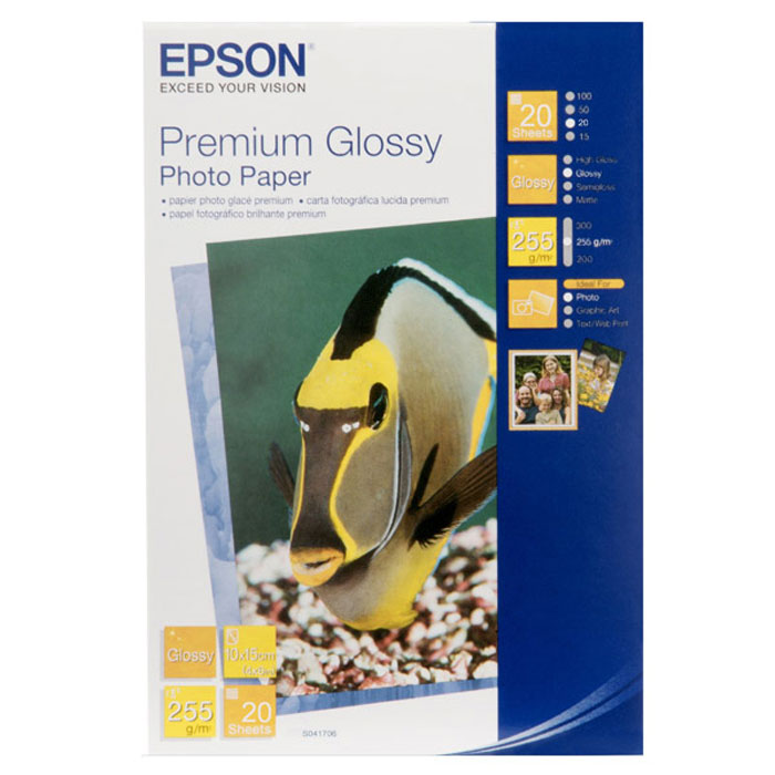 Epson Premium Glossy Photo 255/10x15/20л C13S041706C13S041706 Epson Premium Glossy Photo 255/10x15/20л C13S041706C13S041706Глянцевая фотобумага Epson Premium Glossy Photo (C13S041706).Размеры 10x15 см