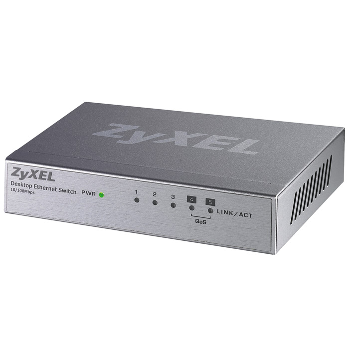 Zyxel ES-105AZ-ES-105A Zyxel ES-105AZ-ES-105AСоедините между собой ваши компьютеры, игровые приставки и другие цифровые устройства с помощью коммутатора Zyxel ES-105A и откройте новые возможности домашней сети: обменивайтесь фотографиями, музыкой и документами, играйте в сетевые игры, совместно используйте принтер и существующее подключение к Интернету. Большое расстояние между компьютерами не станет преградой на пути высокой скорости подключения. Коммутатор ES-105A обеспечивает соединение сетевых устройств на расстоянии до 200 метров со скоростью 100 Мбит/с. Используйте приоритетные порты для сетевых игр, при передаче аудио и видео по сети. Во время пиковой загрузки сети они будут обслуживаться в первую очередь.Для небольших рабочих групп и домашних сетей. Встроенные средства управления потоком, отличные возможности самонастройки и высокая надежность позволяют минимизировать затраты на инсталляцию и поддержание сети в рабочем состоянии.Объединяет в домашнюю сеть до пяти устройствВысокая скорость – до 100 Mбит/сНе требует настройки и установки драйверовАвтоматическое определение типа кабеляПрочный металлический корпусКомпактная и бесшумная конструкция
