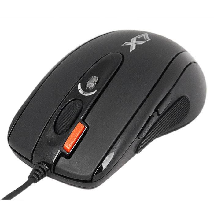 A4Tech X-718BK, Black мышьX-718BK A4Tech X-718BK, Black мышьX-718BKОптическая мышь A4Tech Х-718BK - отличный выбор для геймеров, играющих на больших мониторах. Ее разрешение увеличивается до 3200 dpi, что оптимально подойдет для широкоформатной игры. В мыши используется мощный и чувствительный сенсор Agilent. Она исключительно плавно движется при любых поворотах, реагируя на малейшие движения быстро и четко. Благодаря удобной и эргономичной форме, мышь легко и надежно ложится в руку. В процессе игры не нужно двигать манипулятор всей кистью, с Х7 работают только пальцы. По бокам сделаны прорезиненные вставки, что исключает выскальзывание мыши в самой напряженной игровой ситуации. Симметричный дизайн рассчитан как на правшей, так и на левшей.Шесть кнопок мыши программируются. Рядом с колесом прокрутки располагается уникальная кнопка Тройной клик, позволяющая сделать сразу три выстрела одним нажатием. Кнопка смены разрешения позволяет менять скорость курсора мыши без установки дополнительных драйверов. При смене режима колесо прокрутки подсвечивается разными цветами. Максимальное разрешение - 3200 dpi. При возвращении к повседневной работе за компьютером можно понизить его до 400 dpi. Независимо от игровой активности и частоты использования мыши, кнопки модели прослужат вам очень долго. Производитель, японская компания OMRON, гарантирует до 8 000 000 бесперебойных кликов.Новые игровые мыши A4Tech имеют встроенную память 16 KБ. Это значит, что теперь у вас есть уникальная возможность запрограммировать мышь выполнять любые игровые действия одним кликом! Создавайте свои скрипты и интегрируйте их во встроенную память вашей мыши. Играйте на любых компьютерах, сохранив ваши уникальные установки в памяти мыши. Для этого просто воспользуйтесь удобным и наглядным редактором скриптов Oscar, который вы найдете на прилагающемся диске.Используйте мышь вместо клавиатуры. Каждая кнопка мыши теперь может быть настроена так, чтобы воспроизводить любые команды клавиатуры, в любых сочетаниях клавиш. Вы сможете одним движением пальца купить все оружие или поставить задачу группе.Стреляйте длинными и короткими очередями. Выберите кнопку мыши и установите на нее количество выстрелов, которое вы хотите сделать одним нажатием этой кнопки - от одного до пяти. Также вы сможете установить временный интервал между ними.Регулируйте время отклика. Вы можете запрограммировать кнопку мыши, отвечающую за время отклика, от 3 до 30мс.Избегайте ошибок при стрельбе. Вы можете задать величину смещения прицела относительно курсора мышки для лучшего попадания в цель.Совершайте самые невероятные трюки. Вы можете сделать поочередную запись сложных действий клавиатуры и мыши, а потом точно воспроизвести синхронно и за секунды.Интерфейс: USBВстроенная память: 16 КбЧастота обработки кадров: 6500 кадров/секОбработка изображения: 5.8 Мегапиксела/секМаксимальная скорость передвижения: 40 дюймов/сек (1 м/сек)Максимальное ускорение: 15GЧастота опроса шины: 125/250/500/1000 ГцМинимальное время отклика (SPI): 3 мс