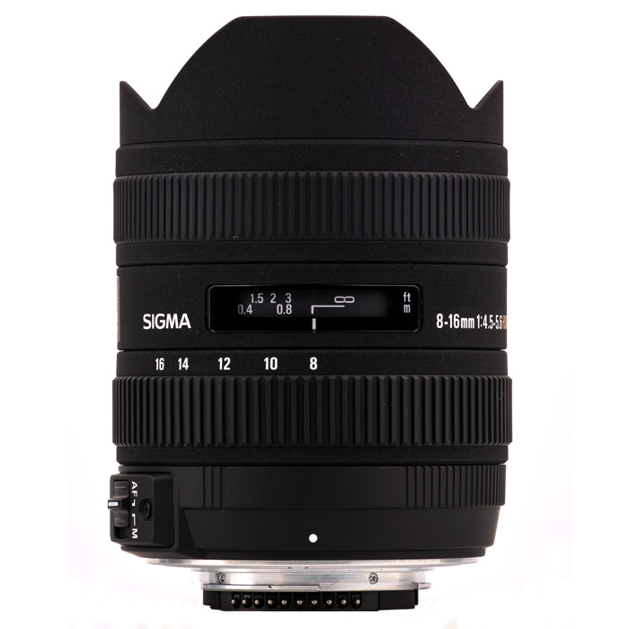 Sigma AF 8-16mm F4.5-5.6 DC HSM, Canon5A9955 Sigma AF 8-16mm F4.5-5.6 DC HSM, Canon5A9955Сверхширокоугольный объектив Sigma AF 8-16 f/4.5-5.6 DC HSM стал первым в мире объективом с минимальным фокусным расстоянием 8 мм, созданным специально для неполнокадровых цифровых зеркальных камер. Объектив имеет огромное поле зрения, что, вкупе с его способностью усиливать перспективу, открывает фотографу невероятные творческие возможности. С учетом кроп-фактора диапазон фокусных расстояний объектива охватывает уникальные широкоугольные значения 12 – 24 мм в 35-мм экв. Объектив формирует круг изображения, в точности соответствующий площади сенсора формата APS-C. Уменьшение круга изображения позволило сделать объектив сравнительно легким и компактным для своих характеристик, благодаря чему AF 8-16 f/4.5-5.6 DC HSM сможет с удобством отправиться со своим владельцем в любую поездку или путешествие. А надежная и прочная конструкция объектива (его корпус выполнен по преимуществу из металла) позволит ему с успехом преодолеть все трудности «кочевой жизни».Оптическая схема объектива состоит из 15 линз в 11 группах. В оптической схеме используются четыре сверхвысококачественных элемента из нового стекла FLD (F Low Dispersion), которые сопоставимы по характеристикам с линзами из флюоритового стекла. Стекло FLD обеспечивает минимальный возможный на сегодняшний день уровень дисперсии и максимально высокое светопропускание, а также высокую аномальную дисперсию. Благодаря своим параметрам элементы из такого материала максимально эффективно исправляют хроматическую аберрацию, в том числе аберрацию во вторичном спектре, которую практически невозможно устранить посредством других линз. Кроме того оптическая схема объектива включает три асферические линзы (две литые и одну гибридную), которые обеспечивают коррекцию дисторсии и астигматизма. Оптические элементы выполнены с ультрамногослойным просветлением, что исключает появление бликов и переотражений, от которых часто страдают изображения, полученные при помощи цифровых фотокамер. При любом значении фокусного расстояния объектив обеспечивает превосходную резкость, высокий контраст и правильную цветопередачу.Автофокусировка осуществляется при помощи ультразвукового привода HSM. Это делает процесс наведения резкости точным, быстрым и практически бесшумным. При необходимости, пользователь прямо в режиме автофокуса может вручную подправить установленную автоматически резкость. Благодаря системе внутренней фокусировки, общая длина объектива в процессе съемки не изменяется, что увеличивает удобство эксплуатации. Передняя линза объектива, традиционно для сверхширокоугольной оптики, имеет очень выпуклую форму, однако в процессе работы весьма надежно защищена от повреждений встроенной лепестковой блендой. Кольца фокусировки и зумирования имеют высокую отзывчивость и плавный ход. Минимальная дистанция фокусировки при любом фокусном расстоянии составляет 24 см.Используемые технологии:DC - Компактные и легкие объективы для цифровых камерHSM - Ультразвуковой моторный привод (Hyper Sonic Motor) обеспечивает быструю и бесшумную фокусировку